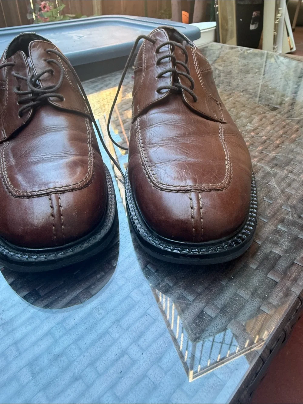 Alfani Brown Leather Lace-Up Oxfords